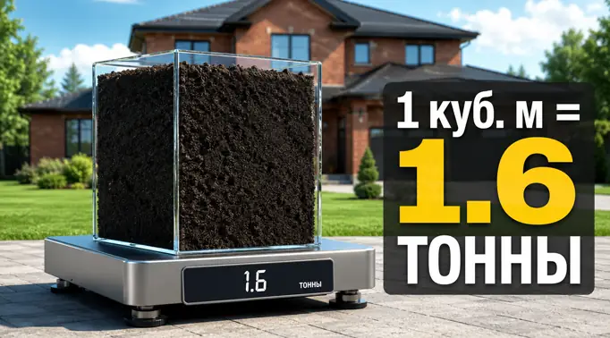 Инфографика, показывающая количество тонн в 1 кубическом метре чернозема.